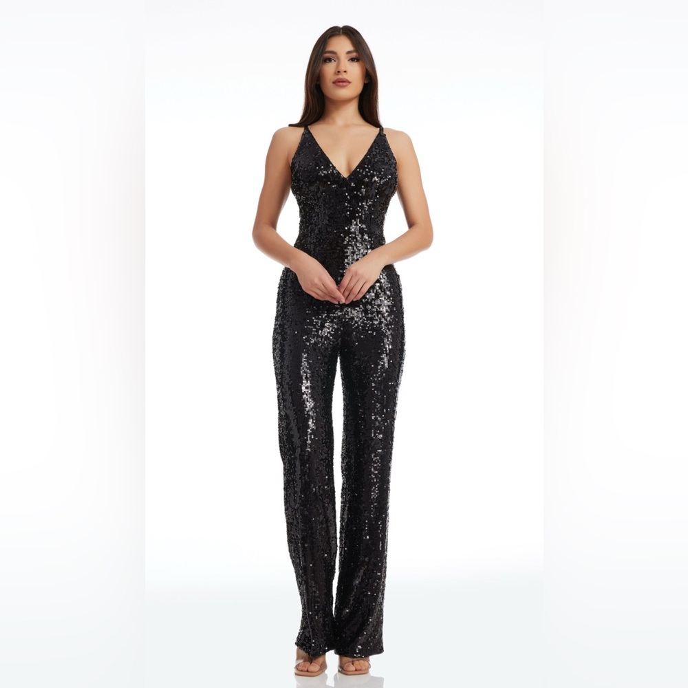 NWT Women's Dress the Population Black Sequins Full length Jumpsuit - XS